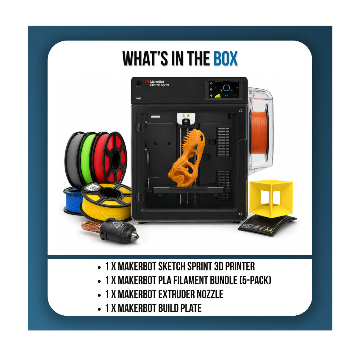 MakerBot Sketch 3D Printer Bundle with Filament 5-Pack, Extruder, and Build Plate for 3D Printing