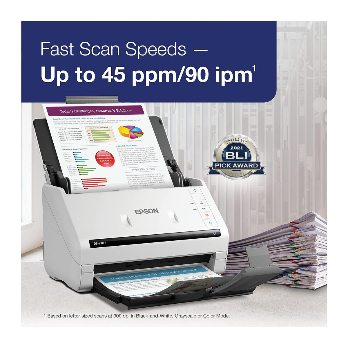Epson DS-770 II Color Duplex 45 PPM High Speed Document Scanner