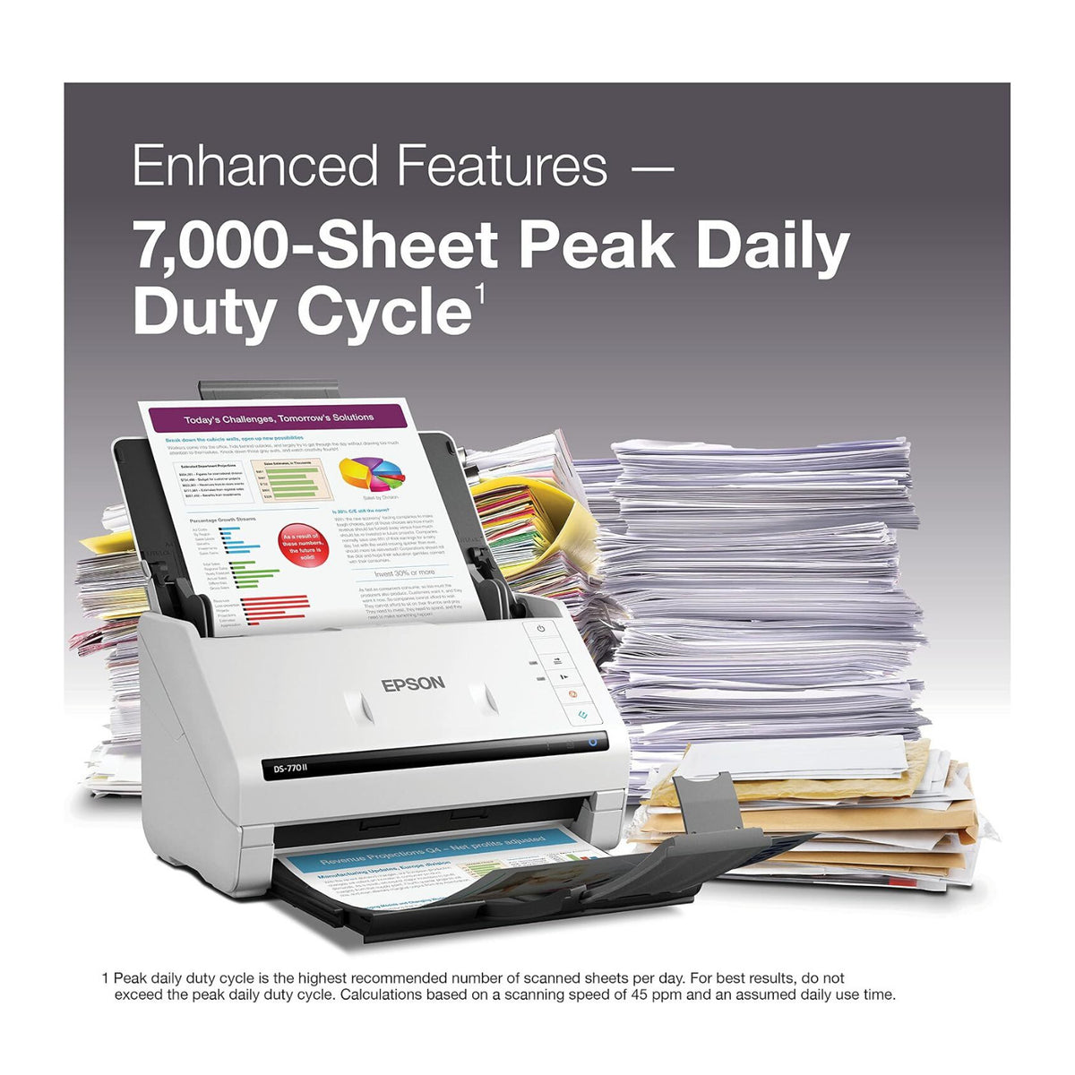 Epson DS-770 II Color Duplex 45 PPM High Speed Document Scanner