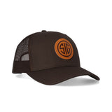 SIG SAUER SIG Mark Trucker Hat with Leather Patch, Mesh Back, and Adjustable Snapback (Espresso)
