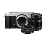 OM SYSTEM PEN E-P7 4K Mirrorless Camera Bundle with 14-42 mm and 40-150 mm M.Zuiko Lenses (Silver)