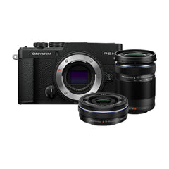 OM SYSTEM PEN E-P7 4K Mirrorless Camera Bundle with 14-42mm and 40-150 mm M.Zuiko Lenses (Black)