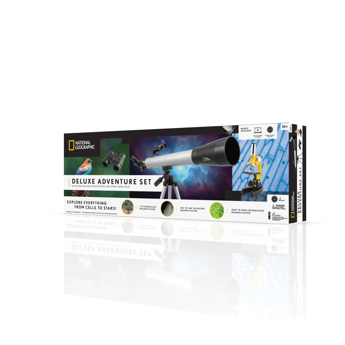 Explore Scientific National Geographic Deluxe Adventure Set - Telescope, Microscope, and Binoculars