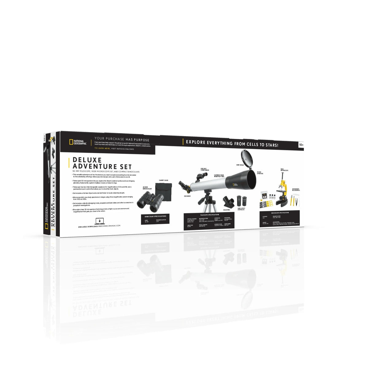 Explore Scientific National Geographic Deluxe Adventure Set - Telescope, Microscope, and Binoculars