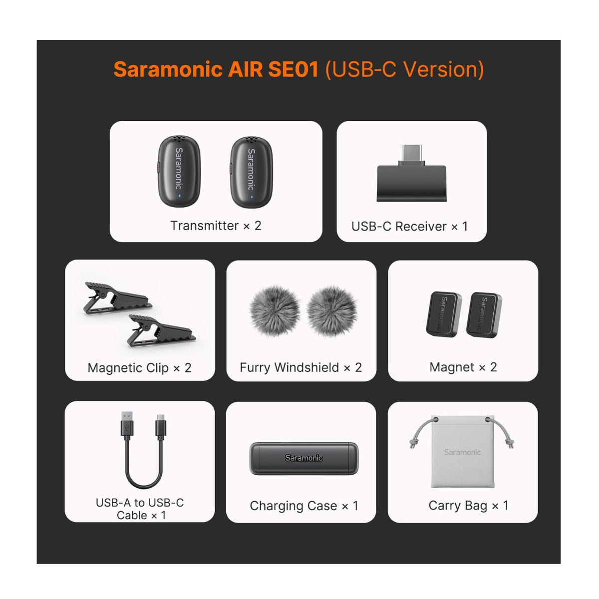 Saramonic AIR-SE-01 2 Person Wireless Microphone System with USB-C Receiver (2.4 GHz)