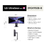 LG UltraGear evo GX9 39 Inch 5K2K HDR Dual Mode 165 Hz Curved UltraWide Gaming Monitor
