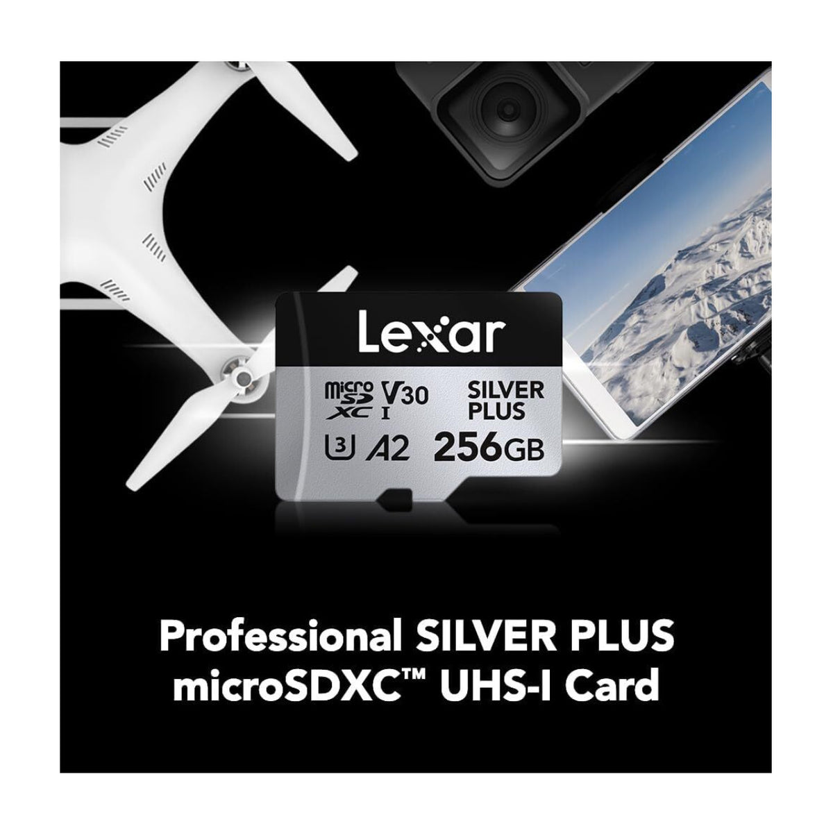 Lexar 256GB Professional SILVER PLUS V30 UHS-I microSDXC Memory Card with SD Adapter