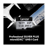 Lexar 256GB Professional SILVER PLUS V30 UHS-I microSDXC Memory Card with SD Adapter