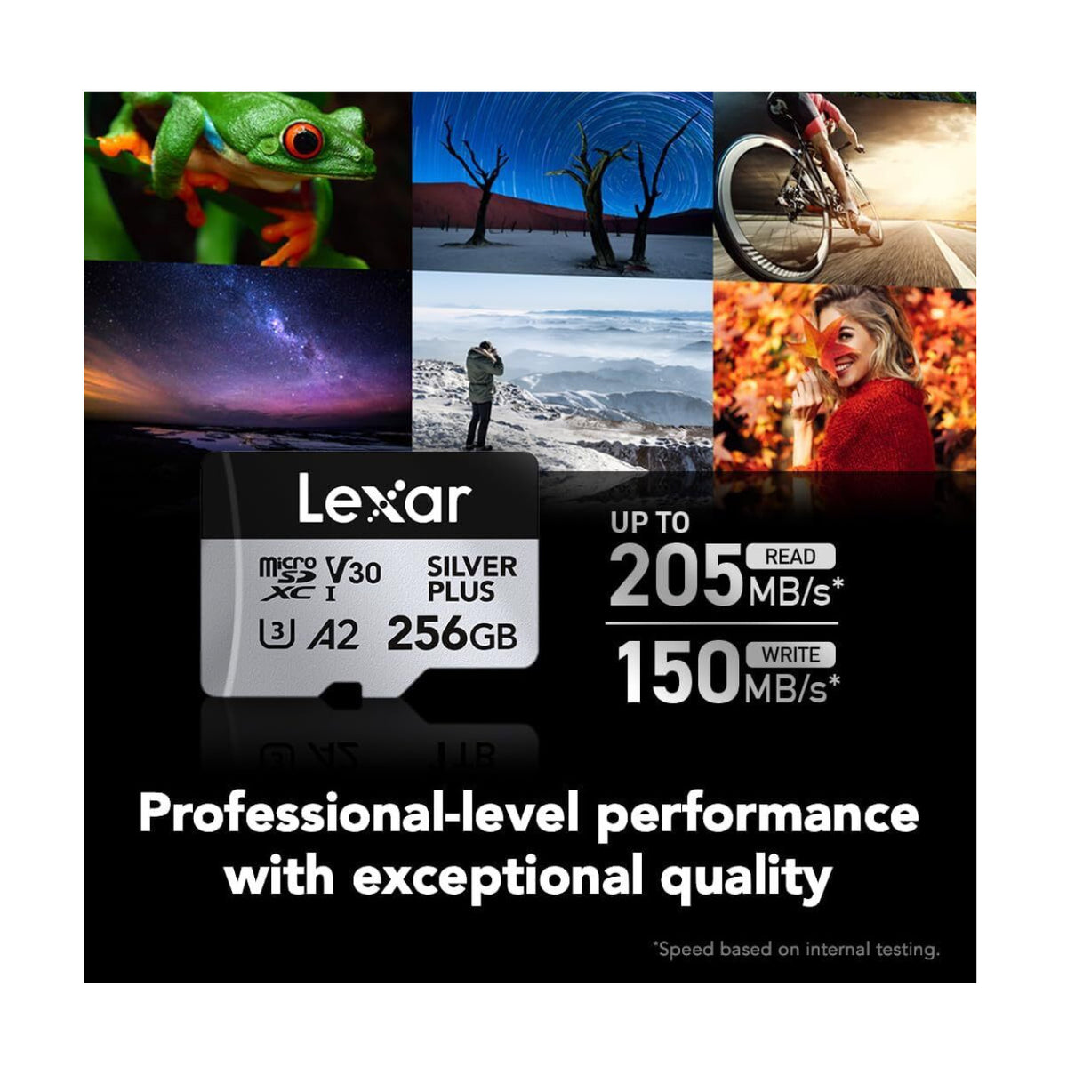 Lexar 256GB Professional SILVER PLUS V30 UHS-I microSDXC Memory Card with SD Adapter