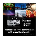 Lexar 256GB Professional SILVER PLUS V30 UHS-I microSDXC Memory Card with SD Adapter