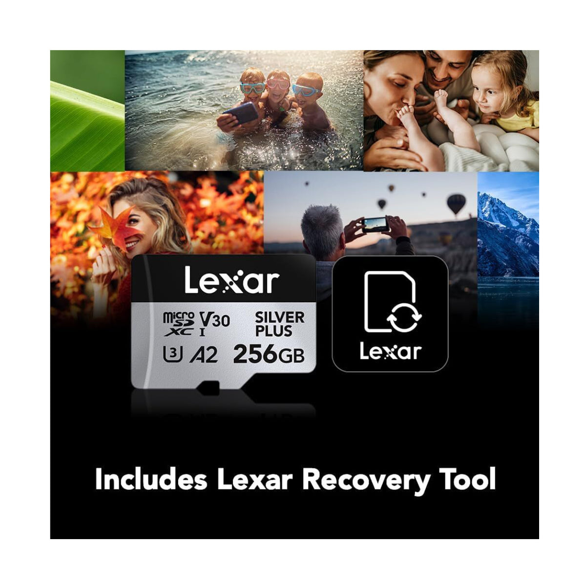 Lexar 256GB Professional SILVER PLUS V30 UHS-I microSDXC Memory Card with SD Adapter