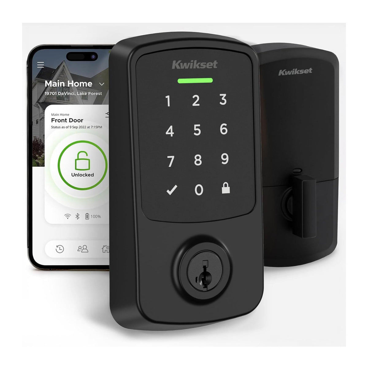 Kwikset Aura Reach Matter Over Thread and Bluetooth Enabled Smart Lock (Matte Black)