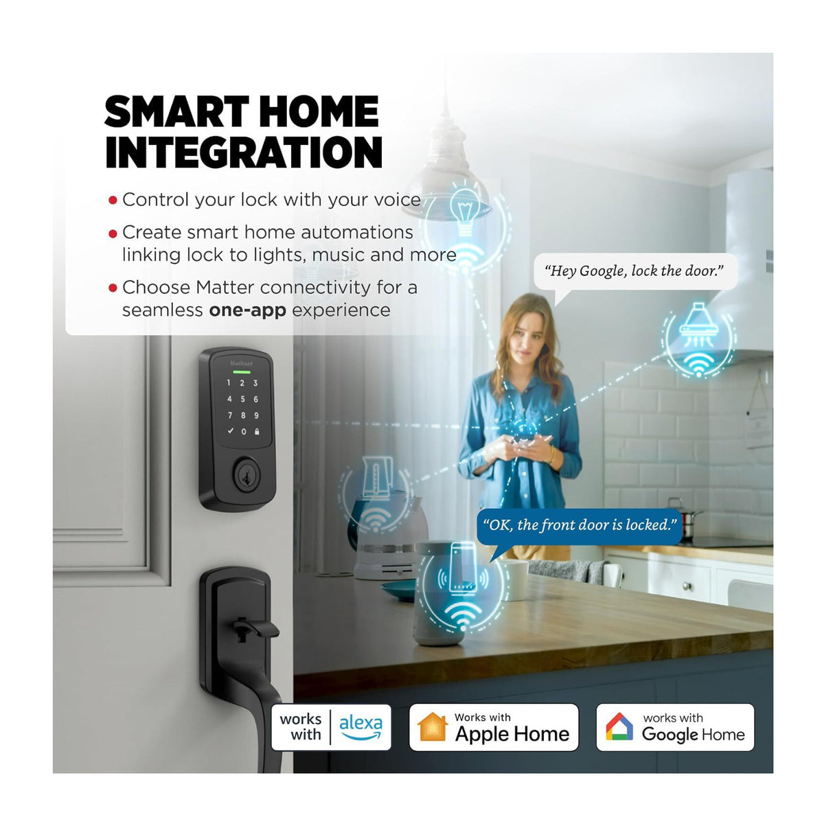 Kwikset Aura Reach Matter Over Thread and Bluetooth Enabled Smart Lock (Matte Black)