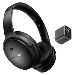 Bose QuietComfort Noise Cancelling Headphones (Black) with 45W USB-C Smart Display Wall Charger