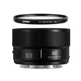 Panasonic LUMIX S 40mm f/2 L-Mount Compact Prime Lens Bundle with 62mm UV Protector Lens Filter