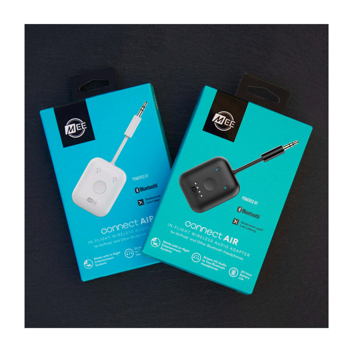 MEE Audio Connect Air In-Flight Wireless Audio Adapter for AirPods and Bluetooth Headphones (Black)