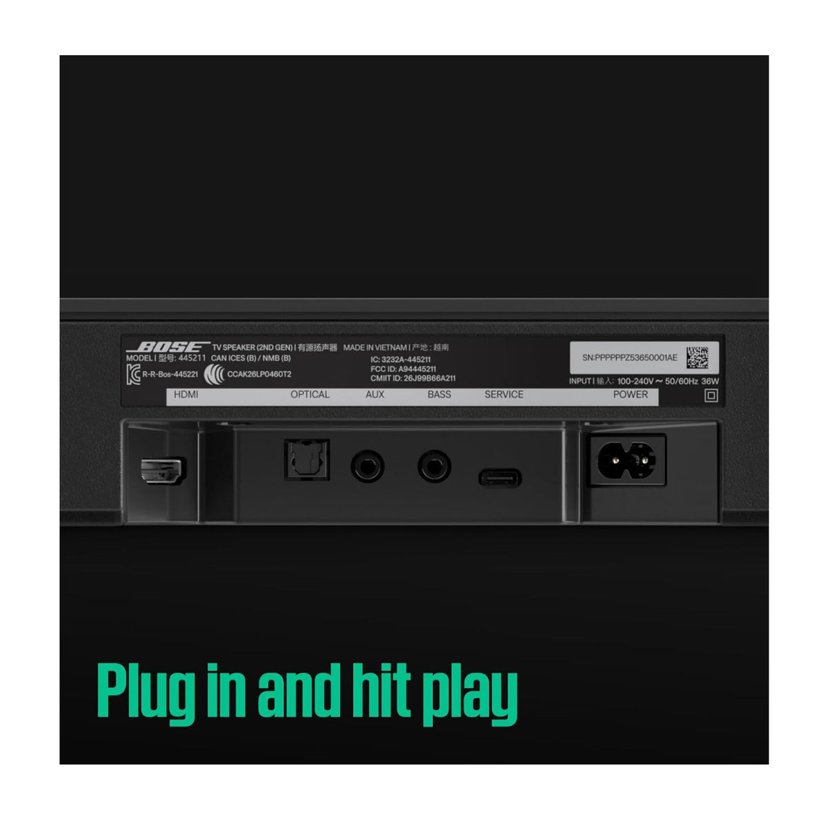 Bose TV Speaker 2nd Gen Bluetooth Soundbar with Bracket and Arms (Black)