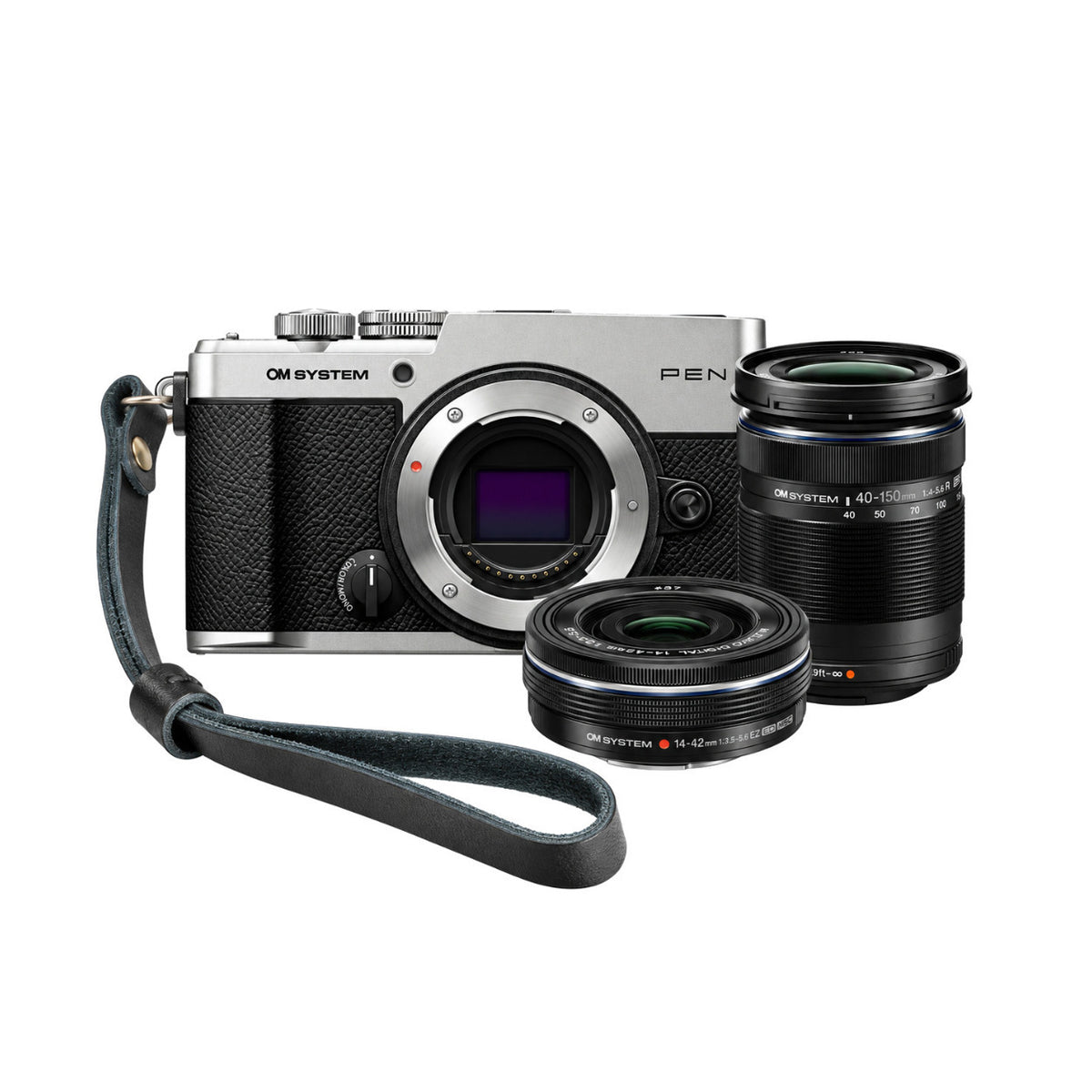 OM System PEN 20.4MP Digital Camera with 14-42mm and 40-150mm Lenses, and Wrist Strap (Silver)