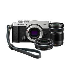 OM System PEN 20.4MP Digital Camera with 14-42mm and 40-150mm Lenses, and Wrist Strap (Silver)