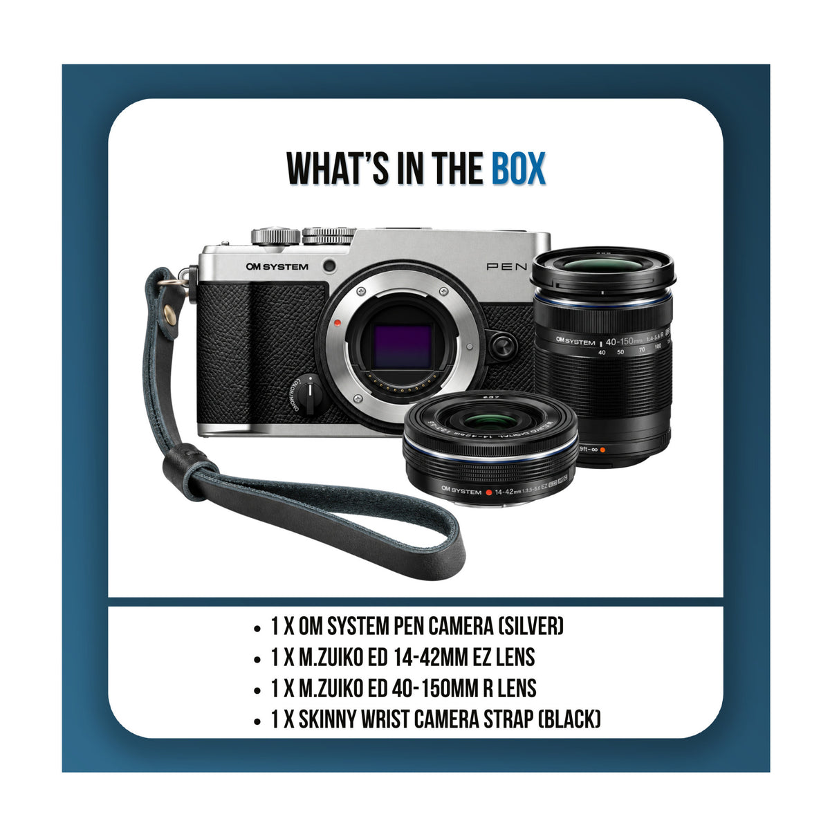 OM System PEN 20.4MP Digital Camera with 14-42mm and 40-150mm Lenses, and Wrist Strap (Silver)