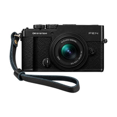 OM System PEN Mirrorless Camera with 14-42mm F3.5-5.6 III Lens and Skinny Wrist Strap (Black)