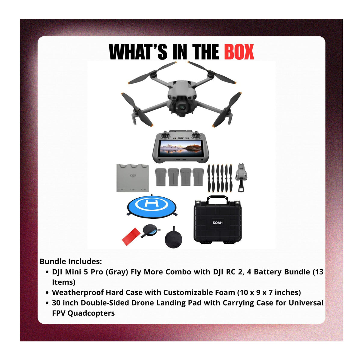 DJI Mini 5 Pro Fly More Combo with DJI RC 2 and Accessories Bundle (Gray)