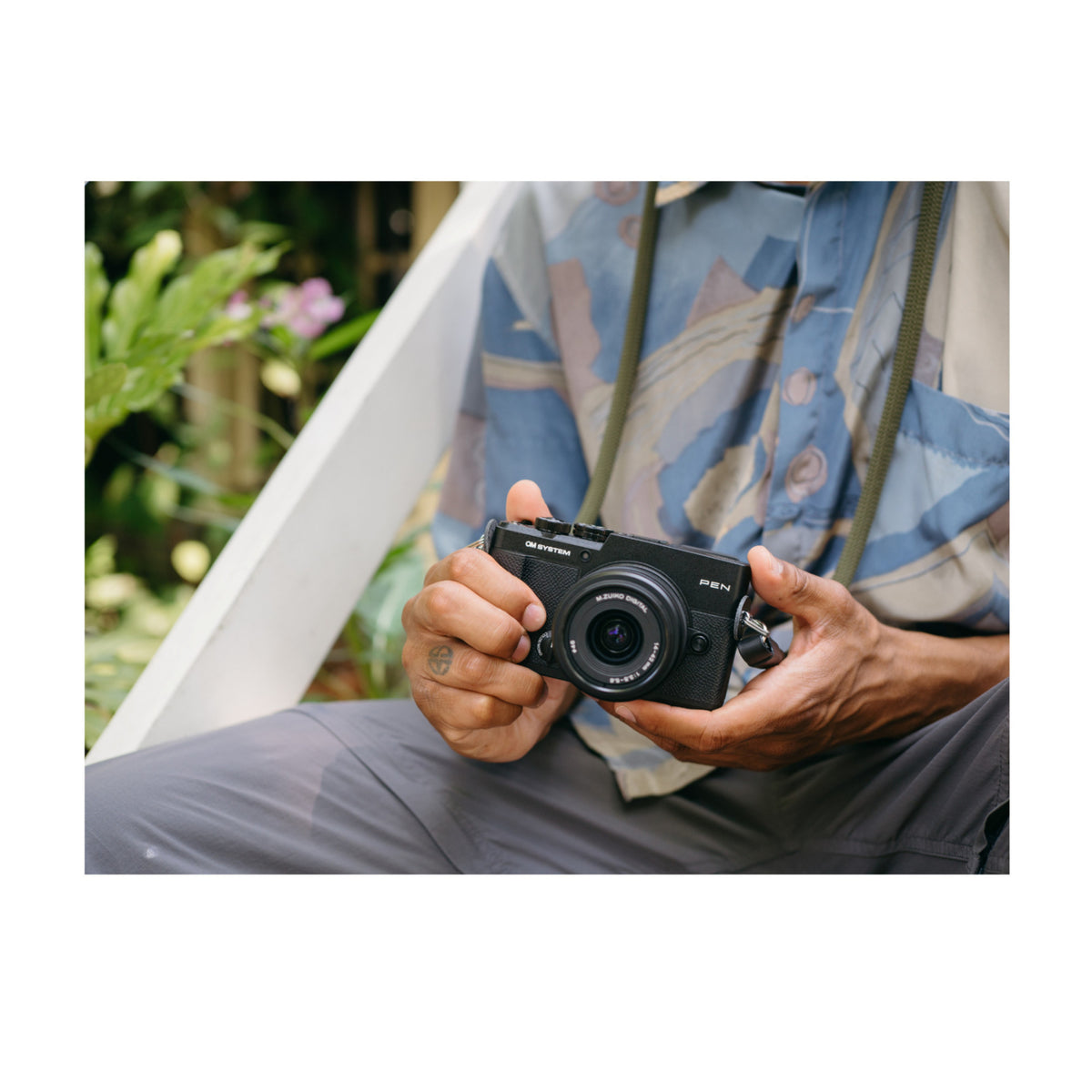OM System PEN 20.4MP Mirrorless Camera for 4K Video Recording with a Skinny Wrist Strap (Black)