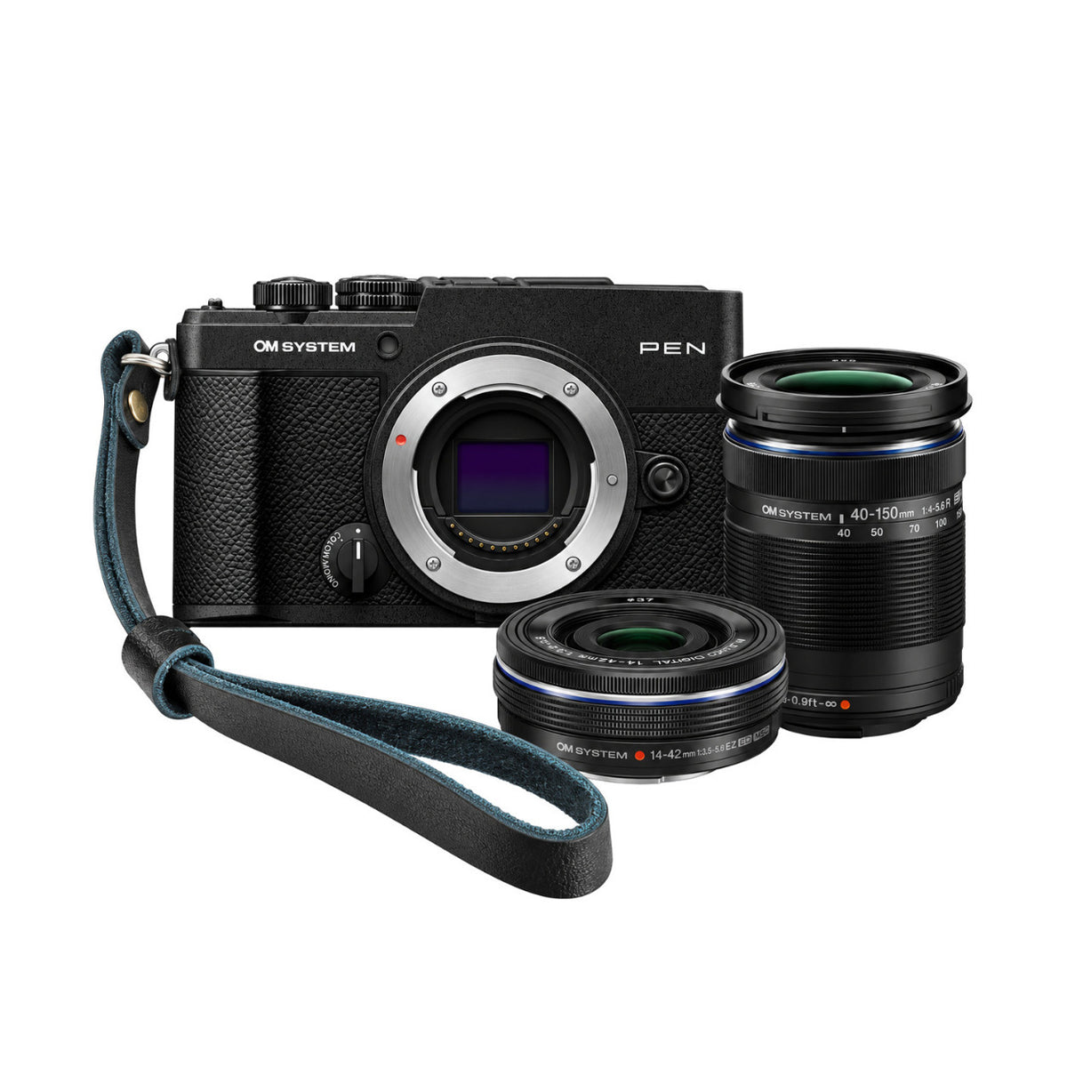 OM System PEN 20.4MP Digital Camera with 14-42mm and 40-150mm Lenses, and Wrist Strap (Black)