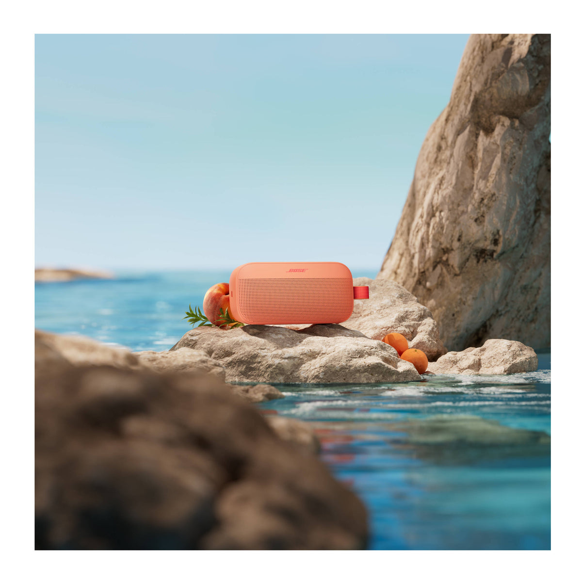 Bose SoundLink Flex Portable Bluetooth Speaker (2nd Generation, Sunset Peach) Bundle with Carabiner