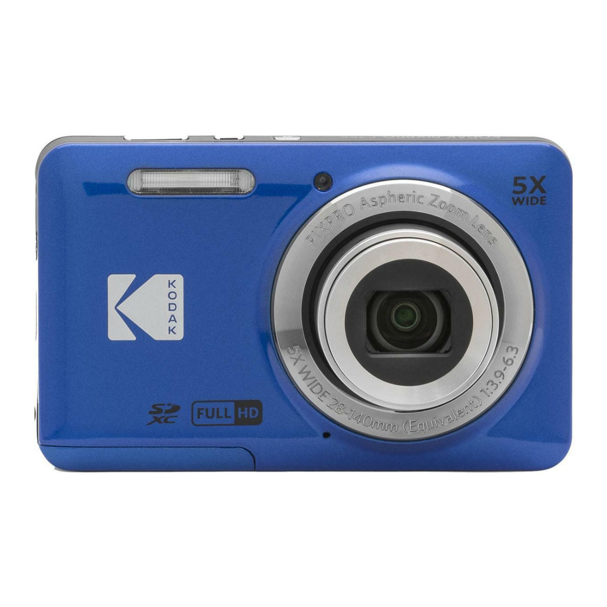 Kodak PIXPRO FZ55 Digital Camera Bundle with 64GB SDXC Card, Card Reader, and Small Pouch (Blue)