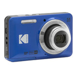 Kodak PIXPRO FZ55 Digital Camera Bundle with 64GB SDXC Card, Card Reader, and Small Pouch (Blue)