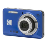 Kodak PIXPRO FZ55 Digital Camera Bundle with 64GB SDXC Card, Card Reader, and Small Pouch (Blue)