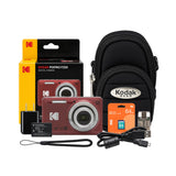 Kodak PIXPRO FZ55 Digital Camera Bundle with 64GB SDXC Card, Card Reader, and Small Pouch (Red)