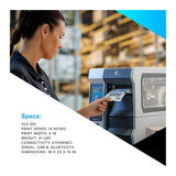 Zebra ZT411 203 dpi Thermal Transfer Industrial Printer 4 Inch Print Width