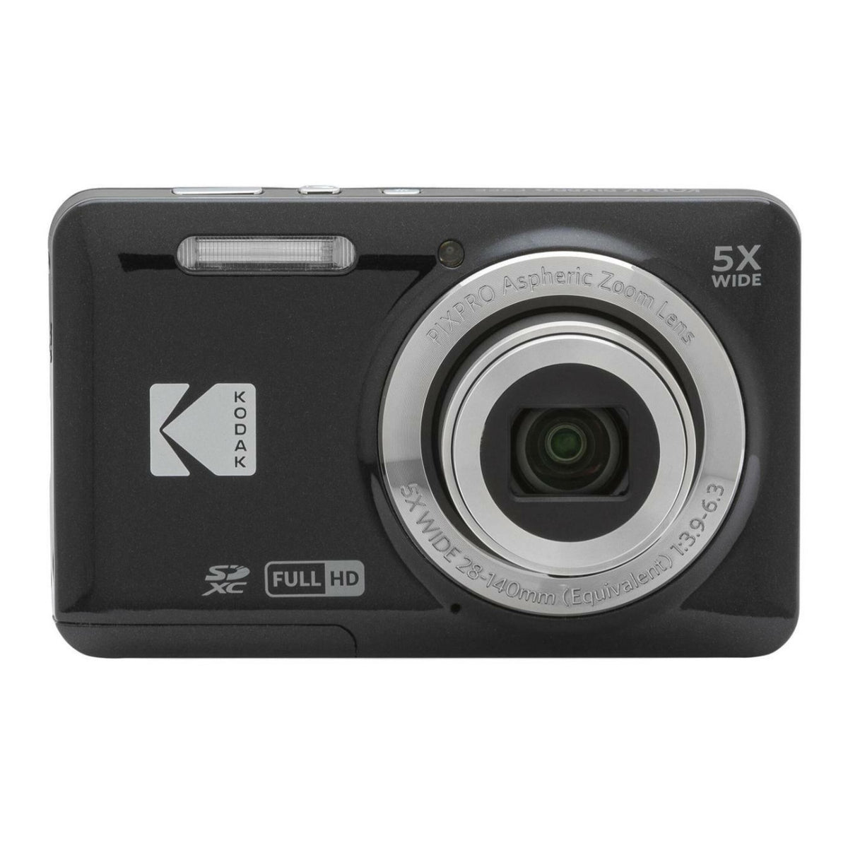 Kodak PIXPRO FZ55 Digital Camera Bundle with 64GB SDXC Card, Card Reader, and Small Pouch (Black)