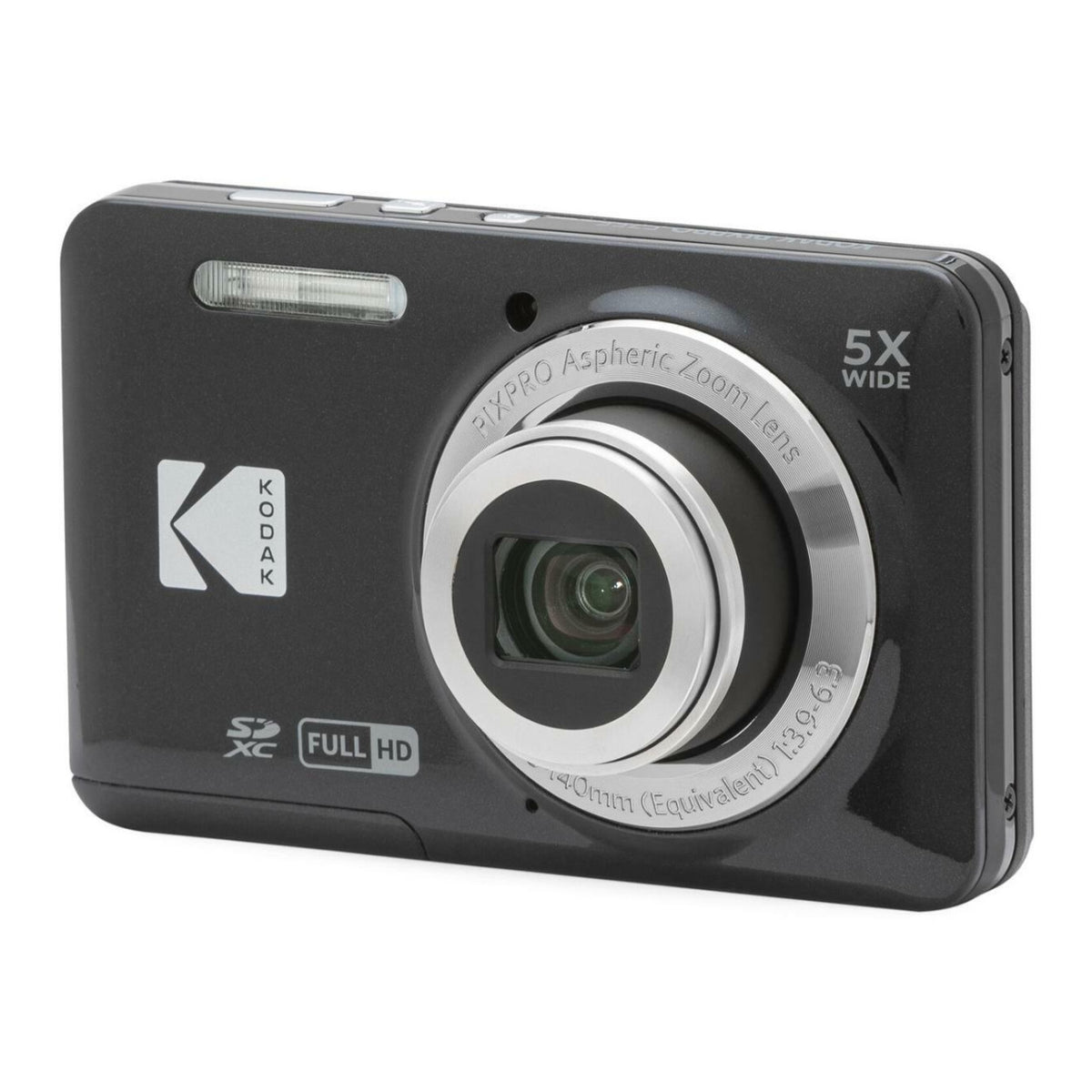 Kodak PIXPRO FZ55 Digital Camera Bundle with 64GB SDXC Card, Card Reader, and Small Pouch (Black)