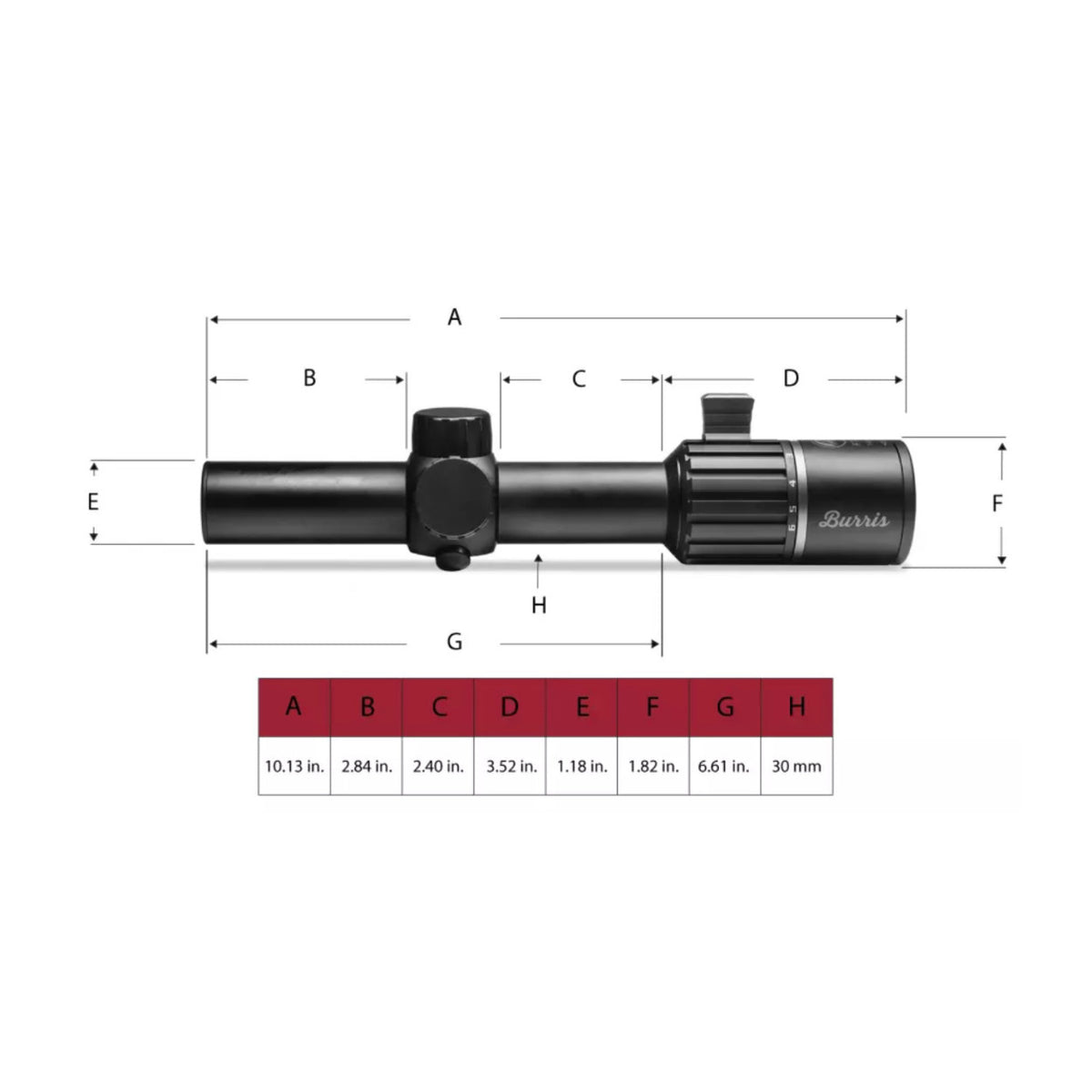 Burris RT 6 1-6x24mm Compact Riflescope with 30mm Tube and Illuminated Rear Focal Plane Reticle