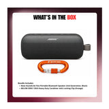 Bose SoundLink Flex Portable Bluetooth Speaker (2nd Generation, Black) Bundle with Carabiner