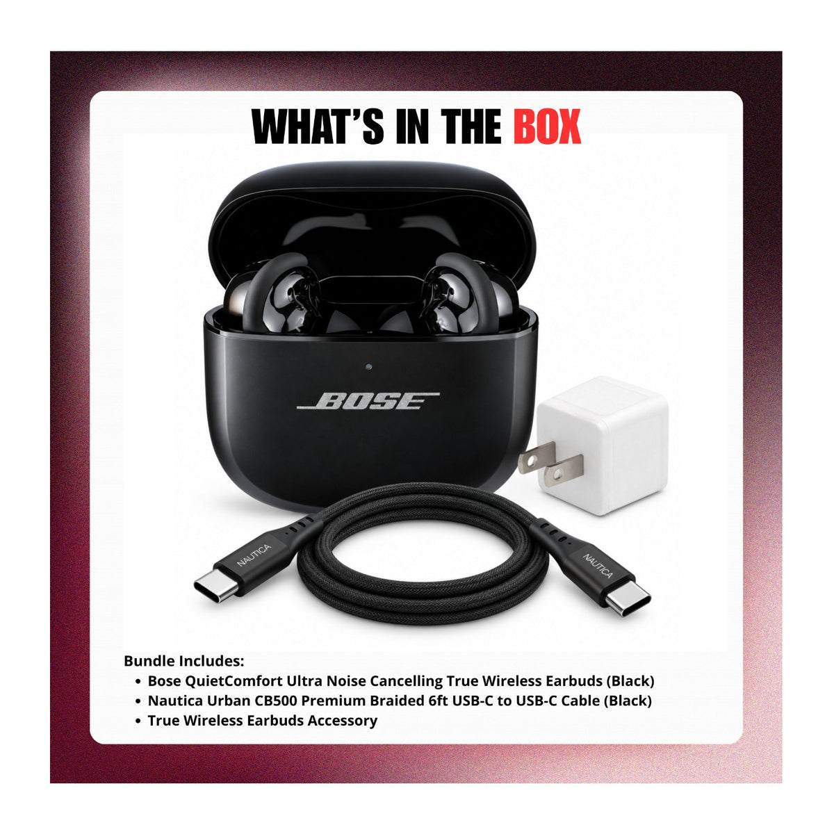 Bose QuietComfort Ultra True Wireless Earbuds 2nd Gen (Black) Bundle with Accessories
