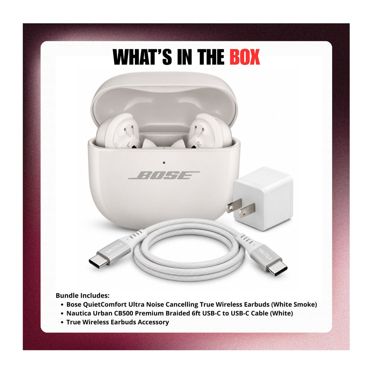 Bose QuietComfort Ultra True Wireless Earbuds 2nd Gen (White Smoke) Bundle with Accessories