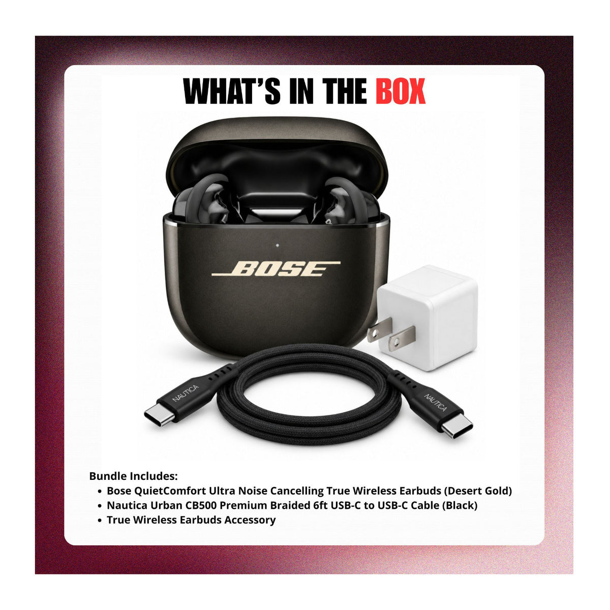 Bose QuietComfort Ultra True Wireless Earbuds 2nd Gen (Desert Gold) Bundle with Accessories
