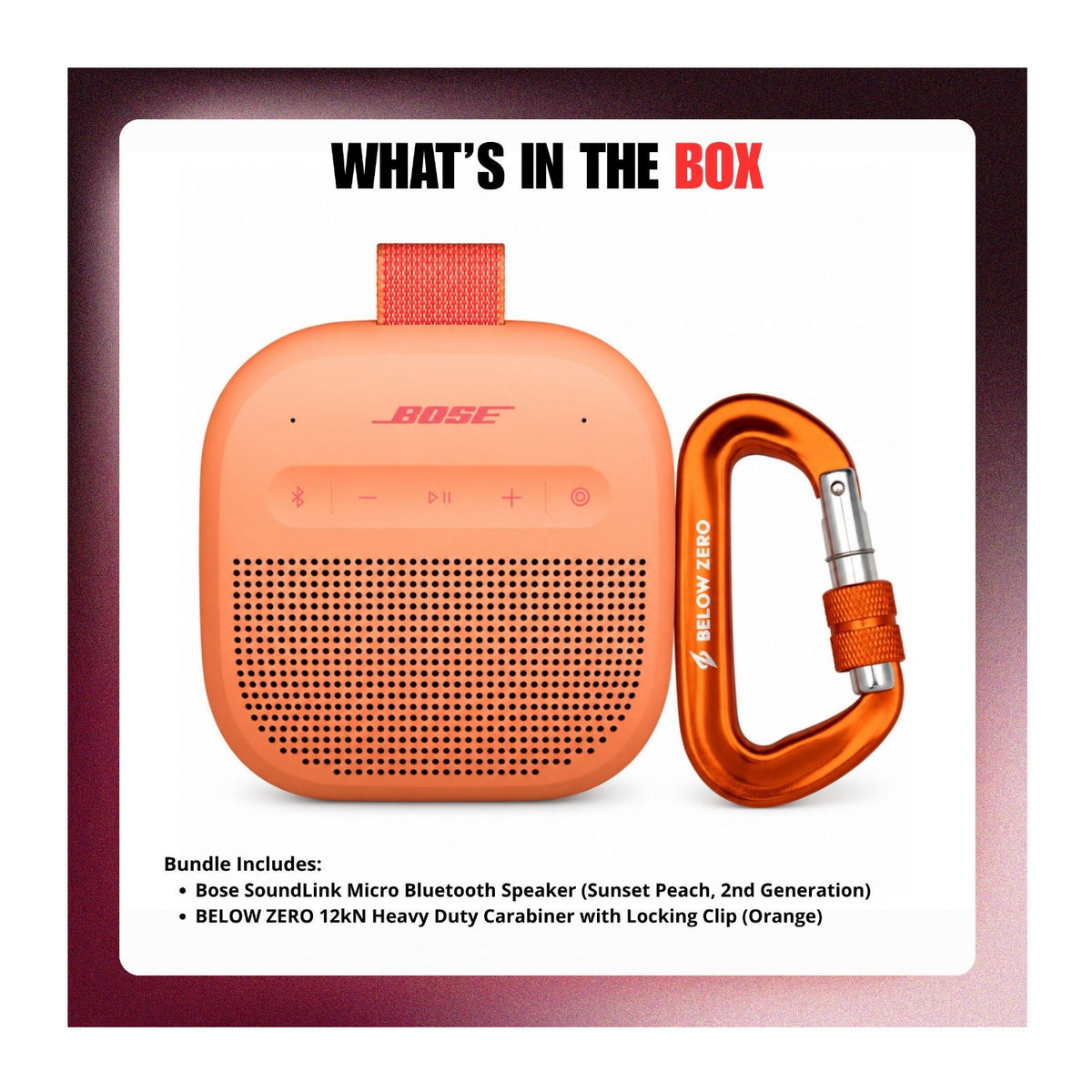 Bose SoundLink Micro Bluetooth Speaker (Sunset Peach, 2nd Generation) with Carabiner