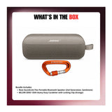 Bose SoundLink Flex Portable Bluetooth Speaker (2nd Generation, Sandstone) Bundle with Carabiner