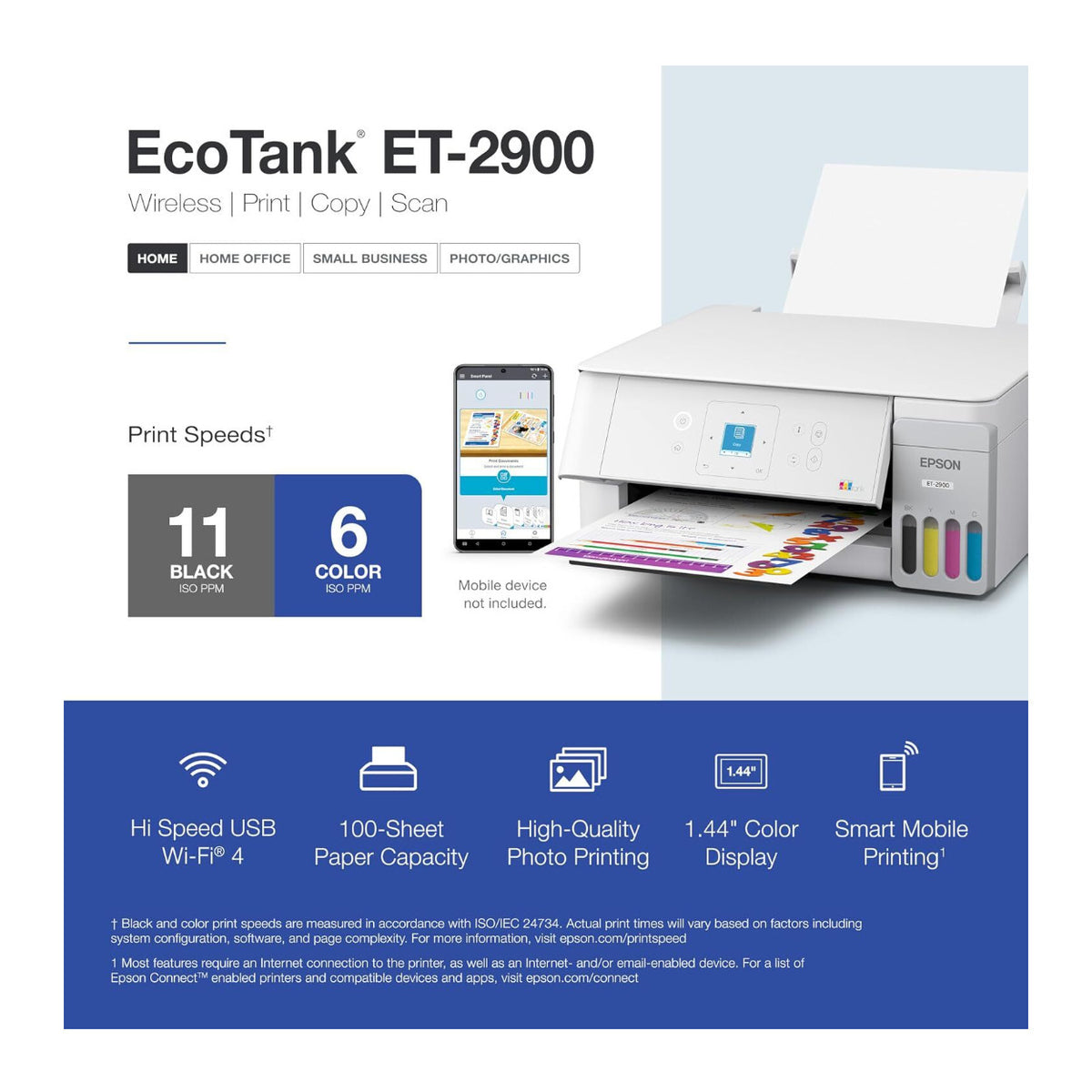 Epson EcoTank ET-2900 Wireless All-in-One Color Supertank Printer (White)