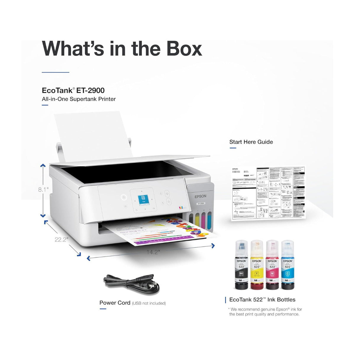 Epson EcoTank ET-2900 Wireless All-in-One Color Supertank Printer (White)