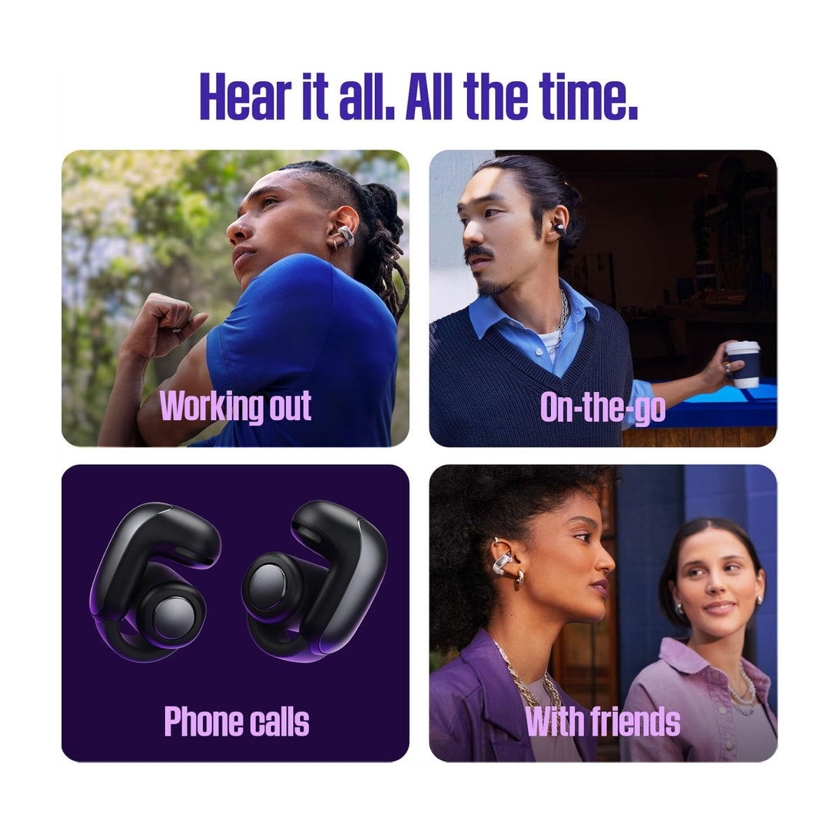 Bose Ultra Open Wireless Earbuds with Immersive Audio and Multi-point Bluetooth (Moonstone Blue)