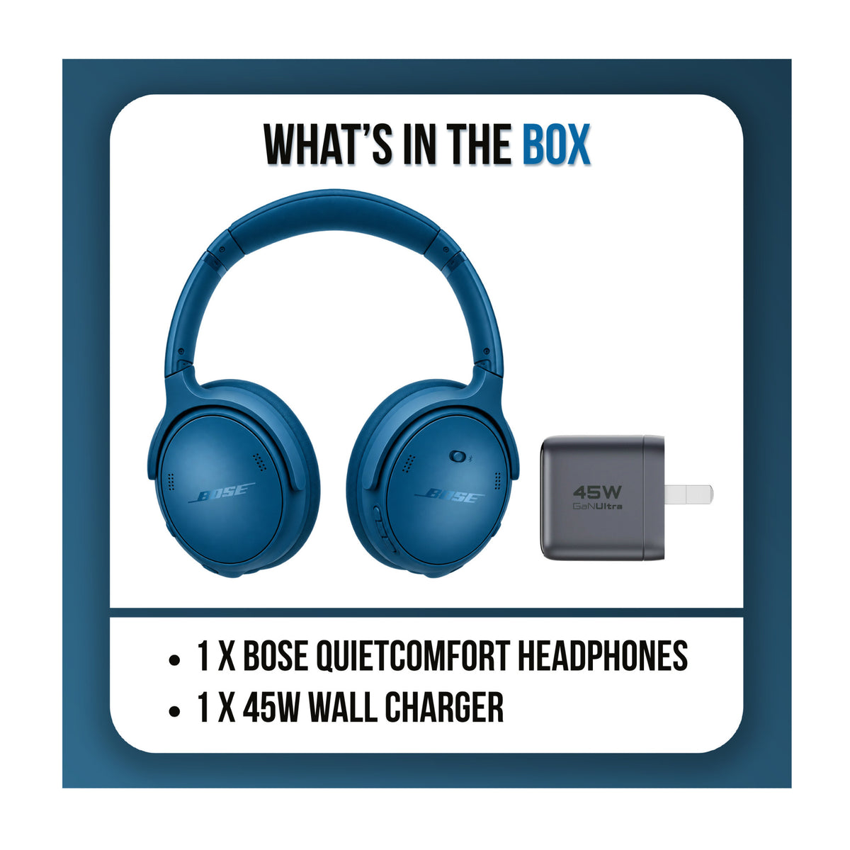 Bose QuietComfort Noise Cancelling Headphones Bundle with 45W Wall Charger (Twilight Blue)