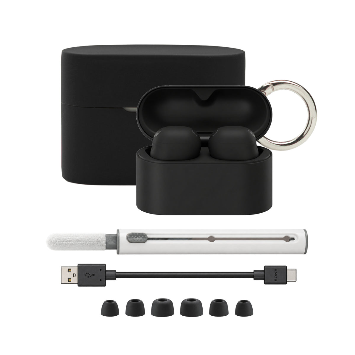 Sony WF-1000XM6 True Wireless Noise Cancelling Earbuds with Silicone Case and Cleaning Kit (Black)