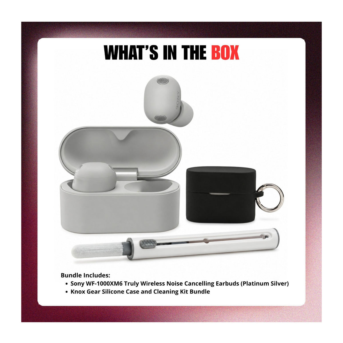 Sony WF-1000XM6 True Wireless Noise Cancelling Earbuds (Platinum Silver) with Case Bundle