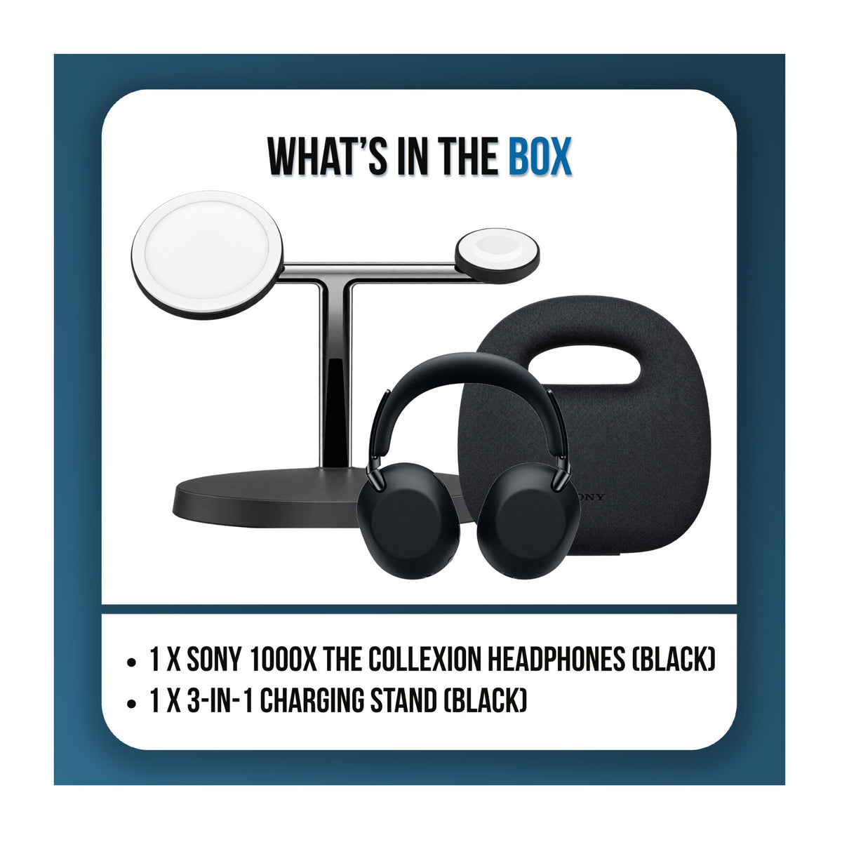 Sony 1000X THE COLLEXION Wireless Headphones Bundle with Belkin 3-in-1 Charging Stand (Black)